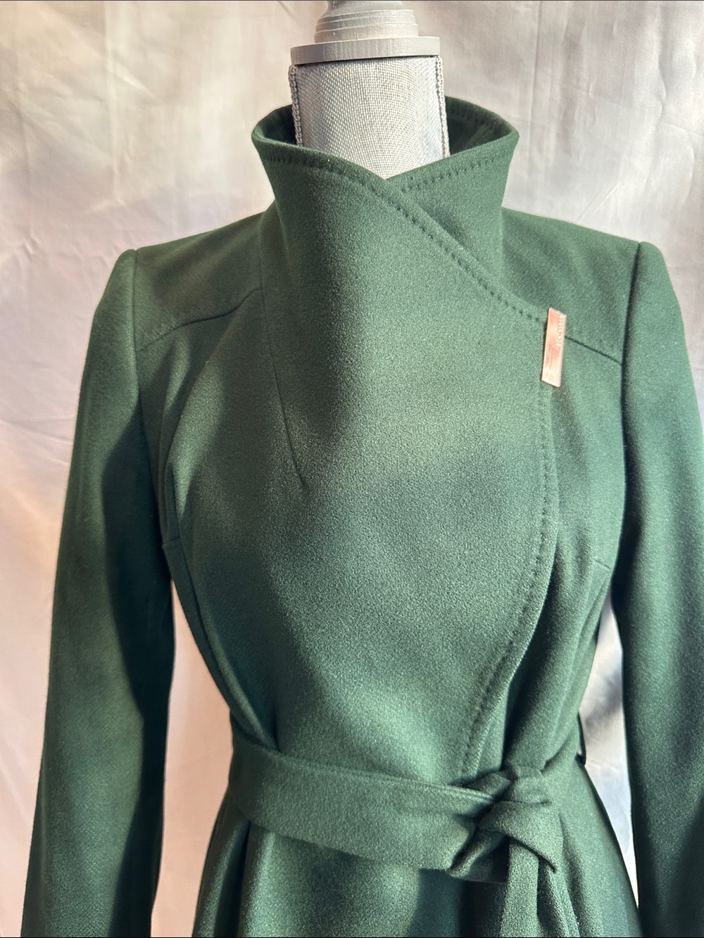 Ted Baker Womens Rose Belted Midi Wool Long Sleeve Coat, Green - Picture 6 of 16